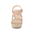 thumbnail image 6 of BLISSFUL STEP Women's Shoes Crisscross Ankle Strap Espadrille Wedge Sandals Nude 10, 6 of 7