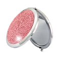 thumbnail image 3 of EeaseCA Rhinestone Folding Mirror Portable Cosmetic Mirror Round Makeup Mirror Looking Glass Pink, 3 of 7