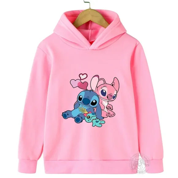 Spring Autumn Disney Stitch Street Fashion Boys and Girls Sweatshirt Children's Sports Pullover Outdoor Kids Hooded Hoodie The picture color9 130