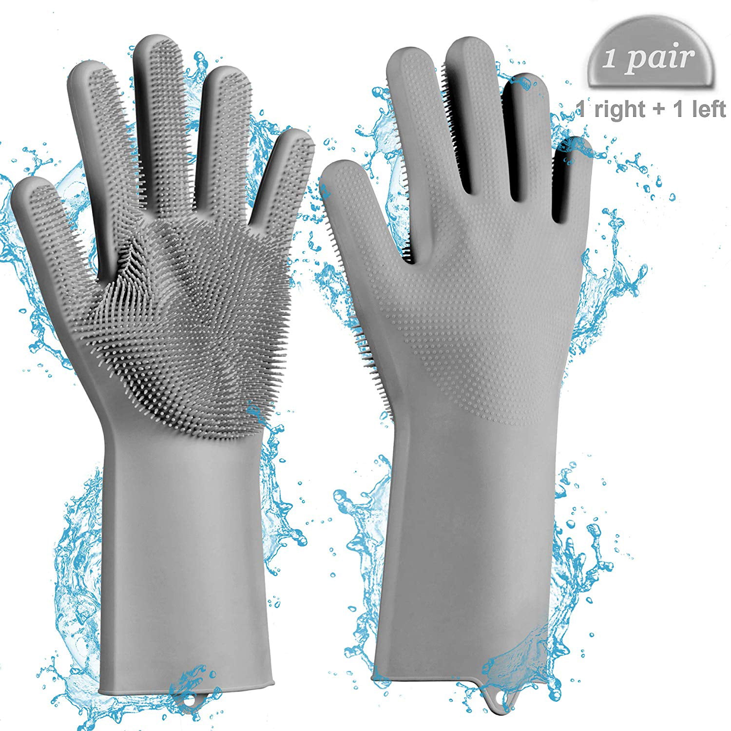 2 Pair Magic Silicone Dishwashing Gloves Cleaning Sponge Brush Heat Resistant 