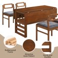 thumbnail image 4 of Harper & Bright Designs Extendable Wood Square Dining Table Set for 4, 5 Pieces Compact Dining Table Set with Drop Leaves and Storage Shelf, Kitchen Table Set with Upholstered Chair, Brown, 4 of 15