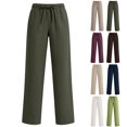 thumbnail image 5 of Womens Wide Leg Pants Casual Flowy Crepe Trousers Free Relaxed Fit Work Business with Pockets, 5 of 9