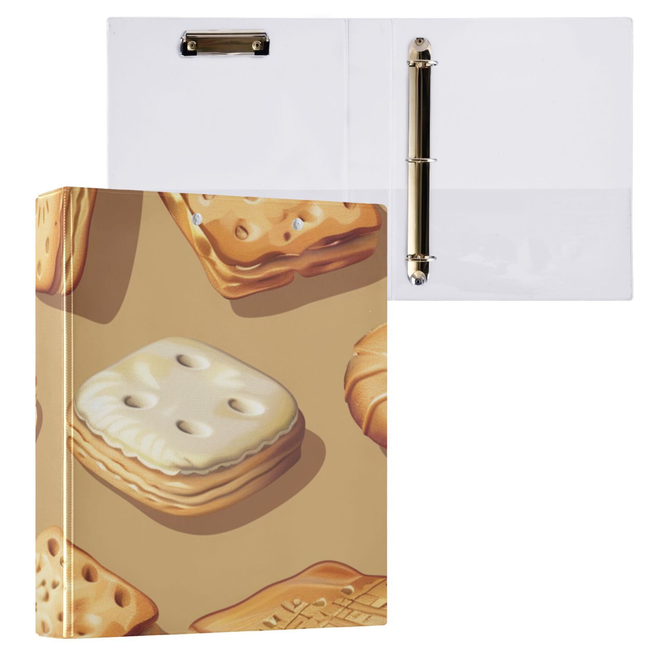 Biscuits 3 Ring Binders 1.5 inch Hardcover File Folders with Interior Pockets A4 Size Organizer for School Office Hospital