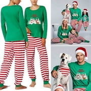 Christmas Family Matching Clothes Xmas Deer Sleepwear Homewear Pajamas Set Tops+stripe Pant