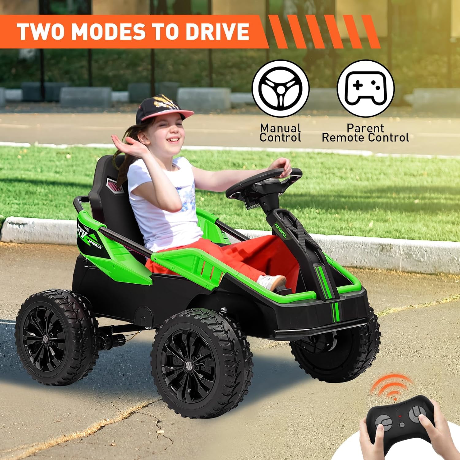 24V Ride on UTV Toy Car for Boys with 4x85W Motors & Remote Control, Battery Powered Electric Cars for Kids 3+, 6mph Max Speed, for All Terrians