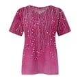 thumbnail image 4 of Pink Womens Tops Plus Size V Neck T Shirts Short Sleeve Tops Casual Summer Tshirts Loose Fit Tee Shirts for Women, 4 of 4