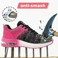 thumbnail image 3 of XQJ Steel Toe Shoes for women Work Safety Shoes Lightweight Slip Resistant Air Cushion Running Shoes Puncture Proof Tread Sneakers,Pink,Size 5.5, 3 of 9