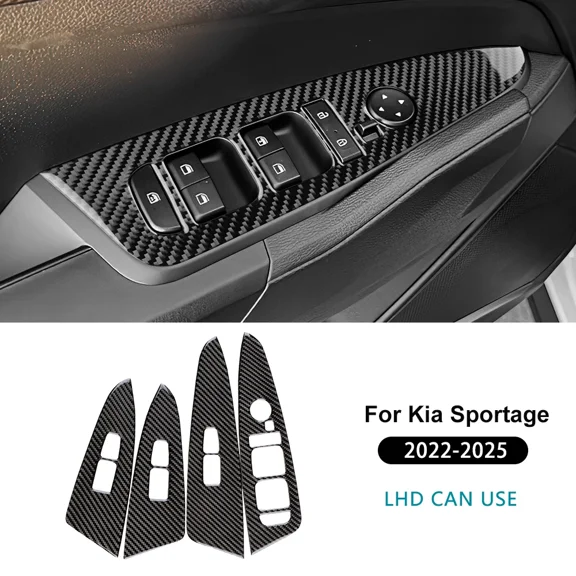 Real Soft Carbon Fiber For KIA Sportage 2022 2023 2024 2025 LHD Car Window Button Lift Panel Sticker Trim Interior Accessories.