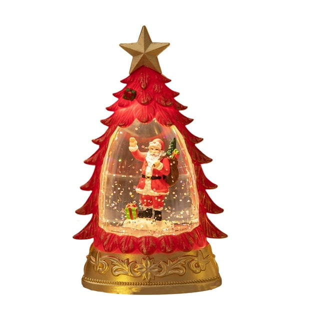 SDNall Christmas Tree Decorations, Christmas Tree Lights, Small Christmas Tree, Christmas Tree Desktop Ornaments Glowing Night Light Christmas Scene Layout Glass Cover Decoration Christmas Gift