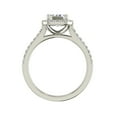 thumbnail image 2 of Women's Halo Engagement Ring, Solitaire With Accents Wedding Ring, 2 Ct Simulated Emerald Cut Diamond Ring, 14K White Gold Plated Women's Unique Ring, Pave Set Anniversary Ring For Her Birthday Gift, 2 of 4