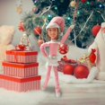 thumbnail image 5 of Party Monkeys Bend And Pose Pink Timeless Holiday Charm Martha Elf Adorno De 35 Cm - Decoración De Elfo De Navidad Rosa Hecha A Mano Para Estante De Repisa De Árbol Y Decoración De Fiesta Navideña, 5 of 5