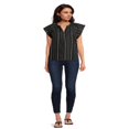 thumbnail image 2 of CHUANK Women‘s Split Neck Top with Flutter Sleeves  Sizes XS-XXXL, 2 of 5