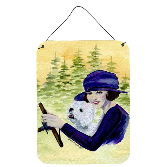 Caroline's Treasures SS8532DS1216 Woman driving with her Westie Wall or Door Hanging Prints, 12x16, multicolor