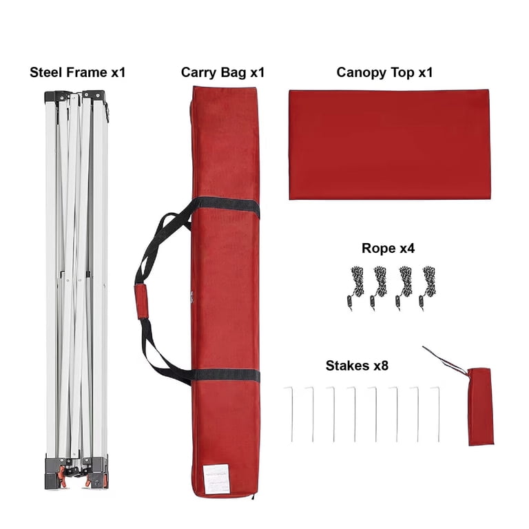 Ozark Trail 10' x 10' Instant Slant Leg Pop-up Outdoor Canopy, Red