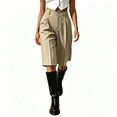 thumbnail image 3 of Asgosdo Bermuda Shorts for Women High Waisted Button Knee Length Casual Business Dress Shorts with Pockets, 3 of 6