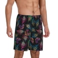 thumbnail image 2 of Kdxio Feathers And Butterflies Print Mens Sleep Shorts Bottoms Soft Comfy Pajama Wear Pants with Drawstring Pockets, 2 of 5