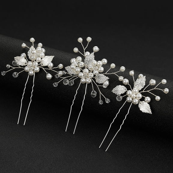 CTIRCHIU 3Pcs Decorative Hair Clips Elegant Bridal Hairpin Wedding Hair Piece Silver Alloy