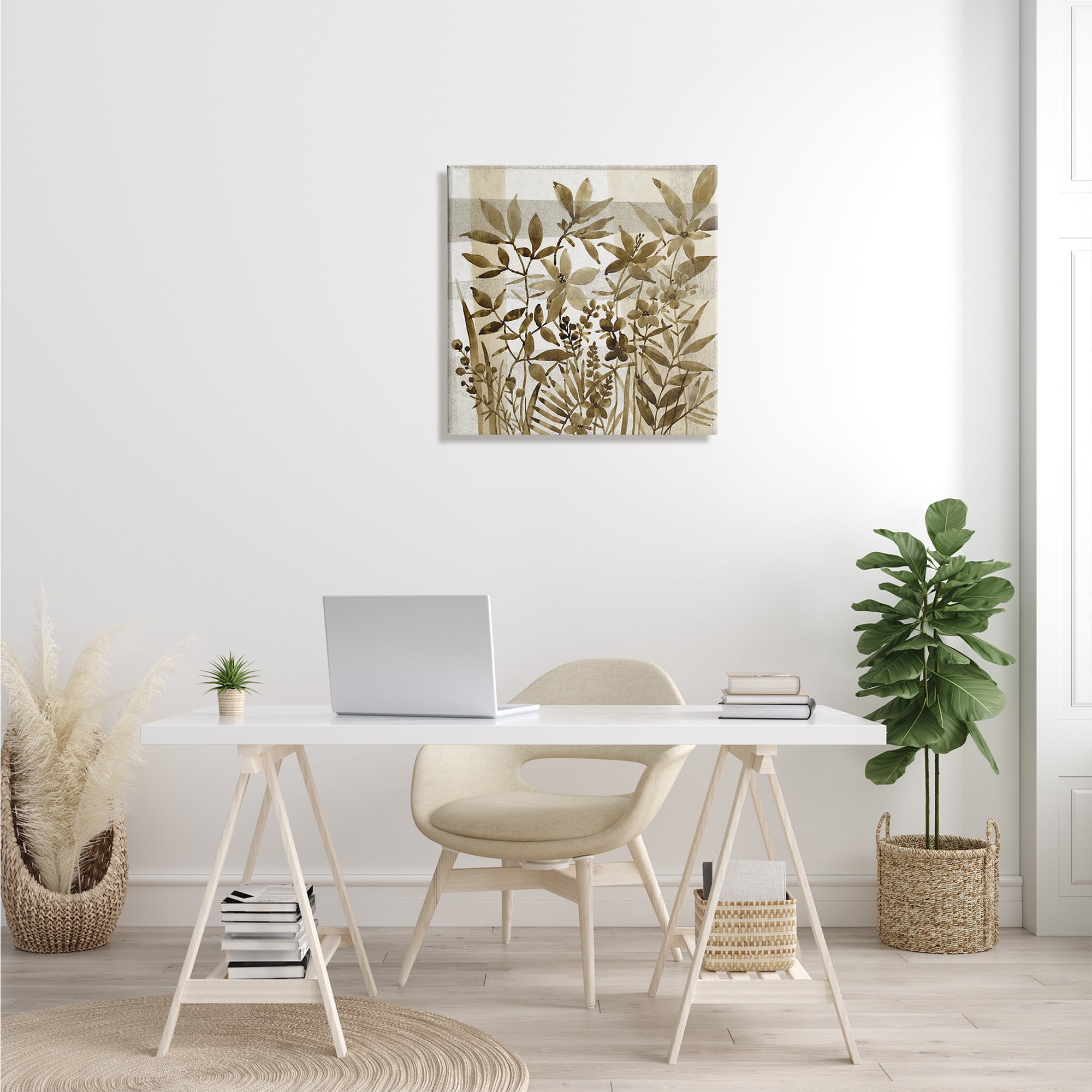 Stupell Industries Antique Field of Wildflowers Brown Tan Abstraction Botanical & Floral Painting Gallery Wrapped Canvas Print Wall Art, 24 x 24