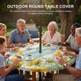 thumbnail image 3 of Round Outdoor Tablecloth with Umbrella Hole and Zipper, Sunflower Tablecloth with Elastic Waterproof, Summer Eucalyptus Botanical Floral Teal Wood Patio Table Covers for 36" - 44" Picnic Pool Tables, 3 of 9
