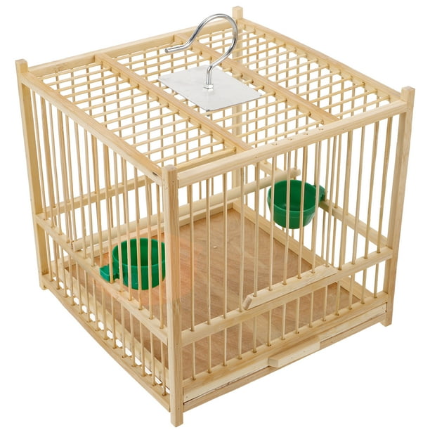1 juego de jaula de bambú para loros con gancho para colgar, para uso en interiores y exteriores.