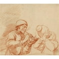 thumbnail image 2 of Dirk (Theodorus) Helmbreker 14x12 Black Ornate Wood Framed Double Matted Museum Art Print Titled: Studies of a Man Smoking and a Man Drinking (1650-1660), 2 of 5