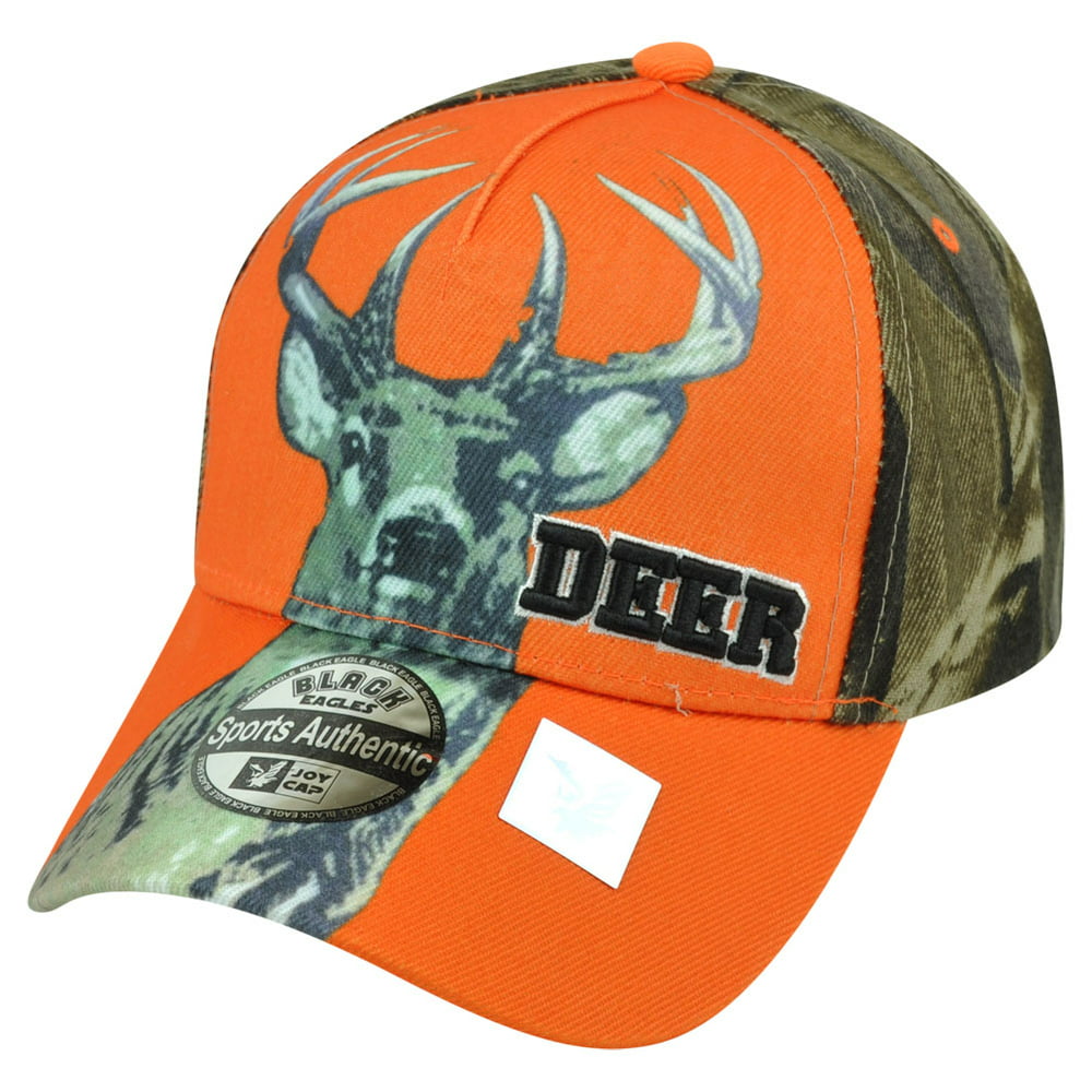Deer Buck Two Tone Camouflage Camo Orange Outdoor Hunting Hat Cap