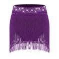 thumbnail image 6 of Mufeng Kids Girls Sparkly Disco Jazz Latin Hip Hop Ballet Lyrical Dance Outfits Crop Top with Fringe Purple 16, 6 of 7