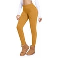thumbnail image 2 of felwors Fleece Lined Leggings Women Thick Soft High Waisted Black Tummy Control Thermal Warm Velvet Pants for Winter (Yellow, XL), 2 of 5