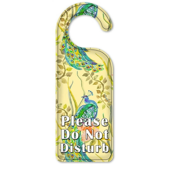 Do Not Disturb Door Knob Hanger Sign - Colorful Peacocks