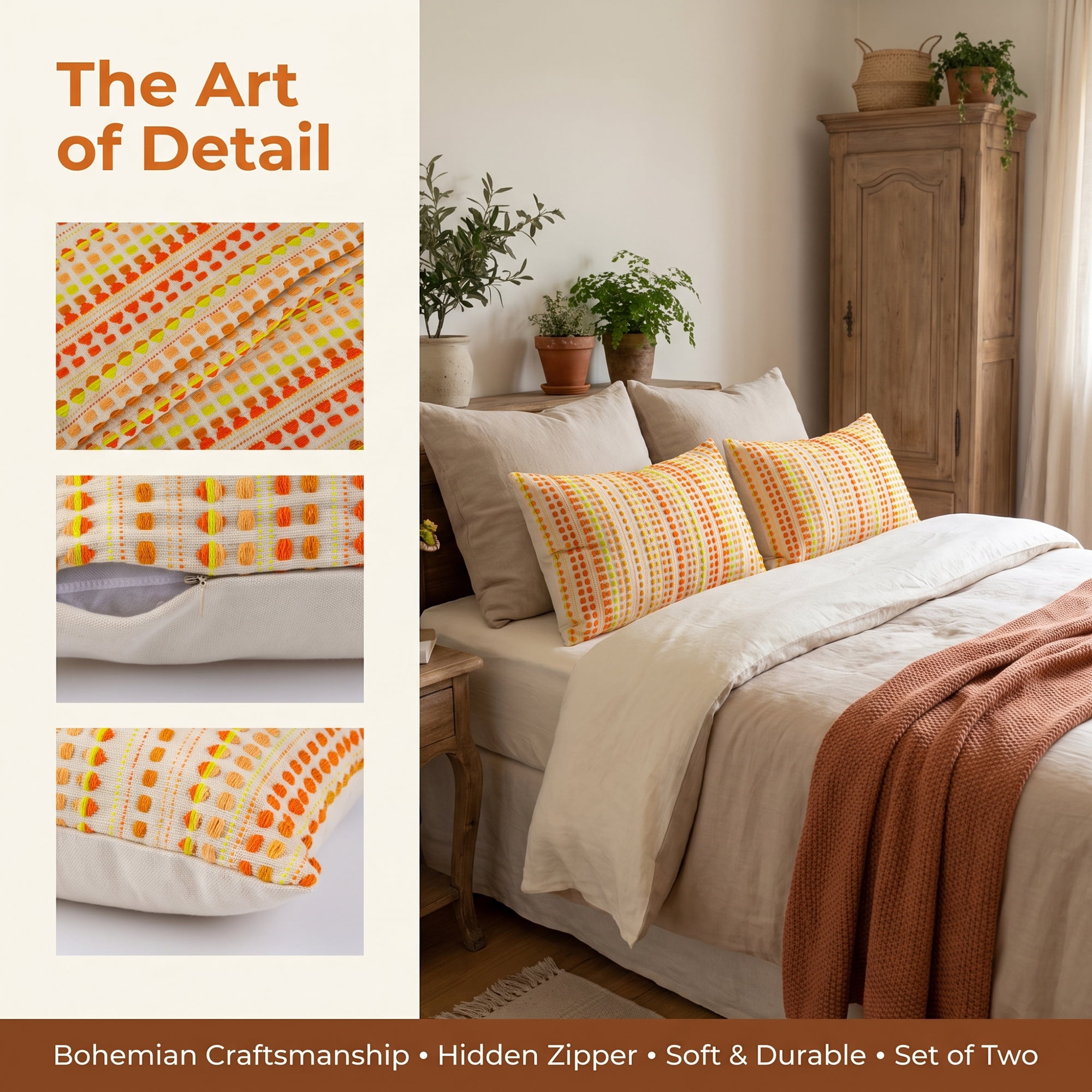 Unique Bargains Chenille Geometric Throw Pillow Covers 2 Pc Striped Cases Yellow 20"x12"