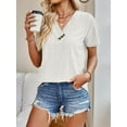 thumbnail image 4 of 2024 Tops for Women Trendy Button V-Neck Casual Short Sleeve, Women's Summer Tops, 4 of 13