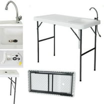 AetherLove Fish Cleaning Table, Portable Camping Table with Sink Folding Camping Sink with Faucet Outdoor Fillet Table for Garden Patio Backyard BBQ