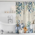 thumbnail image 3 of Thanksgiving Pumpkin Shower Curtain, Waterproof Shower Curtains for Bathroom, Fall Eucalyptus Leaves Retro Beige Washable Fabric Bathtub Curtain Set Bath Decor with 12 Hooks Extra Long 72"x96", 3 of 8