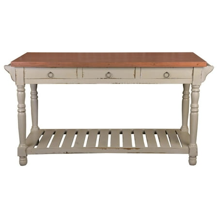 Sunset Trading Cottage Wood Kitchen Island Sideboard in Cobblestone Beige