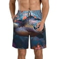 thumbnail image 2 of Uemuo Underwater Lazy Turtle Pattern Men's Swim Trunks Hawaiian Beach Bathing Suit Swimsuits Beach Quick-Dry Shorts with Pockets-Medium, 2 of 9