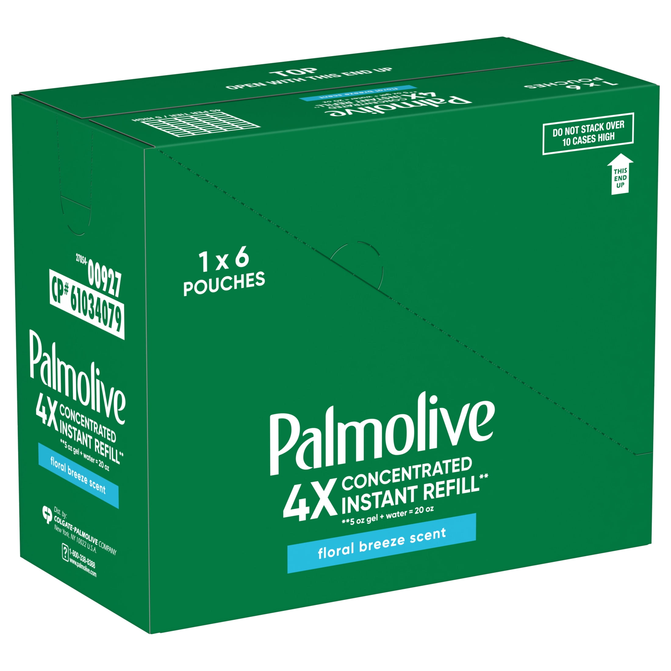 (4 pack) Palmolive 4X Concentrated Dish Detergent Gel Refill Pouches, Floral Breeze, 5 fl oz, 6 Pack