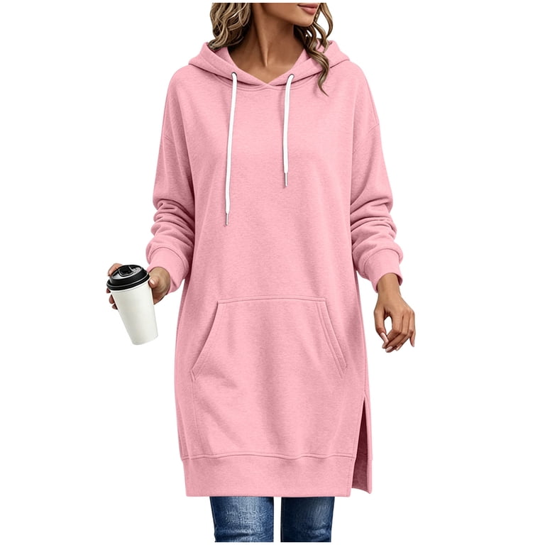 oversized pink hoodie dress ASOS DESIGN oversized mini sweatshirt dress in hot pink