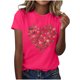thumbnail image 1 of Primavera Top Mujeres de Moda de Cuello Redondo con Patrones de Corazón de Manga Corta Camiseta Top para Uso Diario Y de Fiesta, 1 of 5