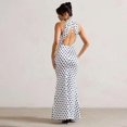 thumbnail image 2 of Polka Dot Halter Maxi Dress (S, White), 2 of 6