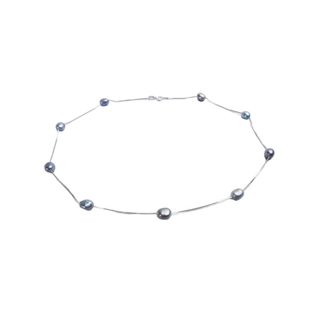 Collar de perlas de plata Sonducket Azul Negro 40cm