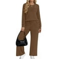 thumbnail image 5 of Fantaslook Two Piece Sets for Women Fall Travel Vacation Outfits Pleated Long Sleeve Lounge Sets Wide Leg Pants, 5 of 9
