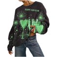 thumbnail image 2 of xixinqiwan 2025 Happy New Year T-Shirts for Women,Women's Casual Long Sleeve Warm Double Sided Padded Pullover Plush Long Sleeve Sweatshirts 2025 New Year Printed Graphic Plus Size Tops, 2 of 6
