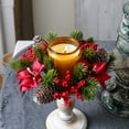 thumbnail image 6 of Christmas Candle Rings 7.87x2.95 Inch Small Candle Wreaths with Red Berries Pine Cones, Artificial Candle Ring Holder for Xmas Table Mantel Party Decor, 1PC, 6 of 6