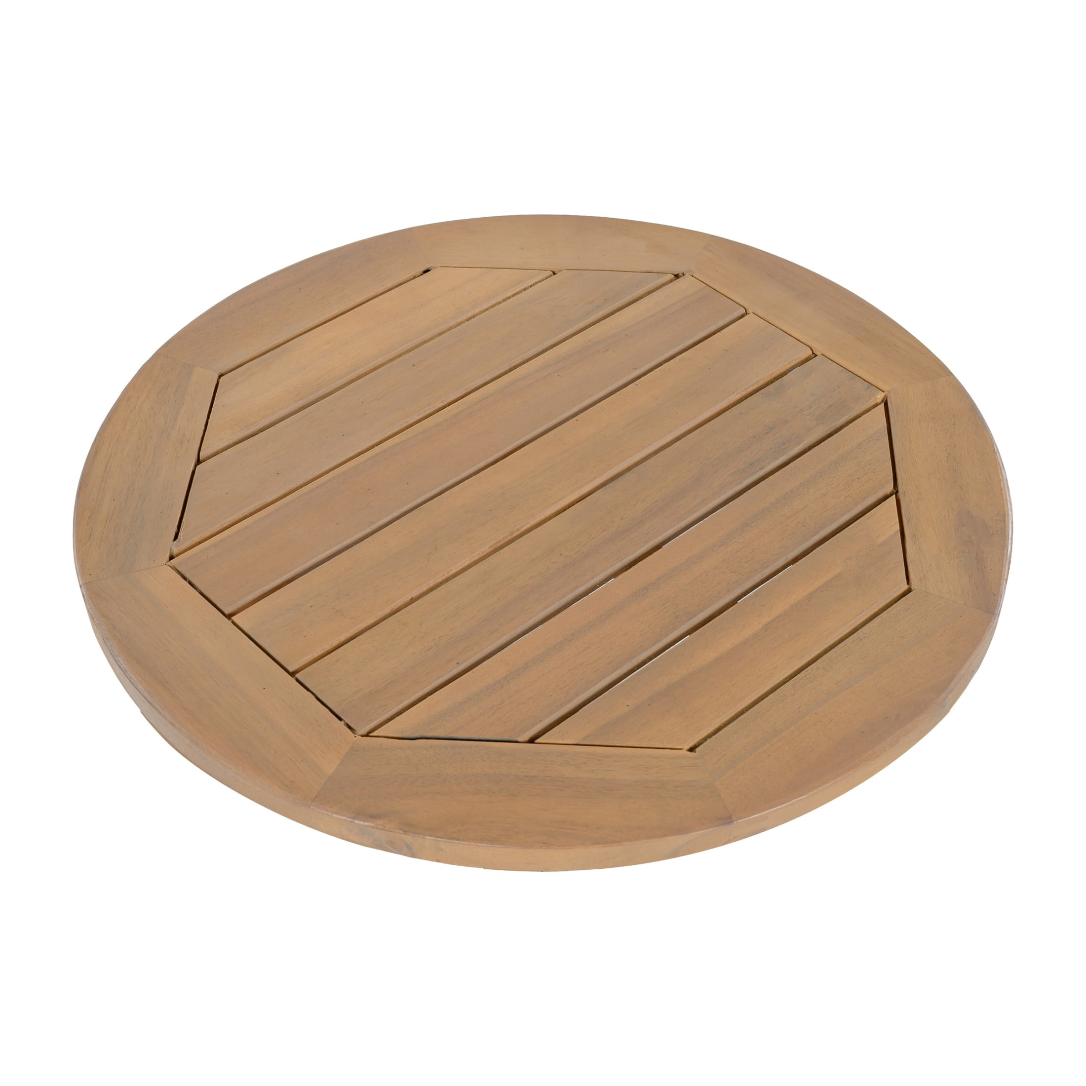 Christopher Knight Home 19.69" Acacia Wood Patio Side Table, Round Slatted Outdoor End Table, Light Teak