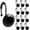 Black With Black Hooks, variant on General Luxury Design Round Black Diamond Crystal Gem Bling with Glide Balls Shower Curtain Hooks, Rust Proof Metal Rhinestones Glam Shower Curtain Rings-12 Pack