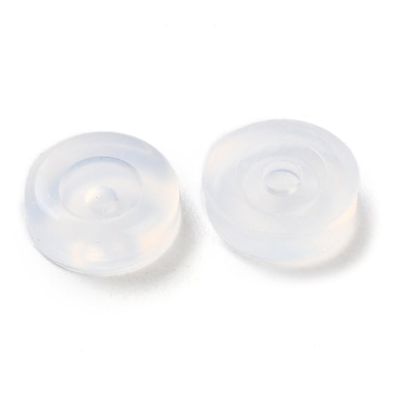 Silicone Ear Nuts Earring Backs Flat Round Clear 7x2mm Hole: 1.6mm