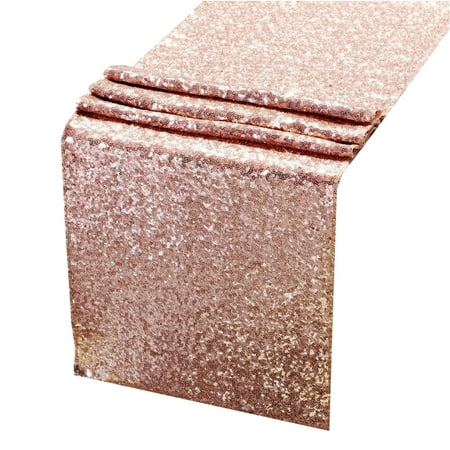 

30*180cm Sequin Table Runner High Density Table Cloth Table Cover for Wedding Party Decoration (Rose Gold)