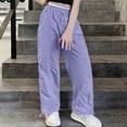 thumbnail image 7 of ATOGUTA Cargo Pants Girls Wide Leg School Uniform Pants Kids Elastic Waist Flowy Summer Beach Lounge Trousers with Pockets Size 5T-15, Purple, 7 of 7