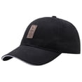 thumbnail image 1 of Gorra de béisbol unisex de algodón con parche de piel sintética, 1 of 5
