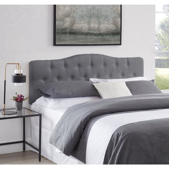 Naomi Home Cassandra Queen size headboard only, Height Adjustable Queen Size Headboard, Button Tufted Headboard with 12 Positions, Metal Legs, Wall/Bed Mount, Linen Fabric headboard Queen, Light Gray